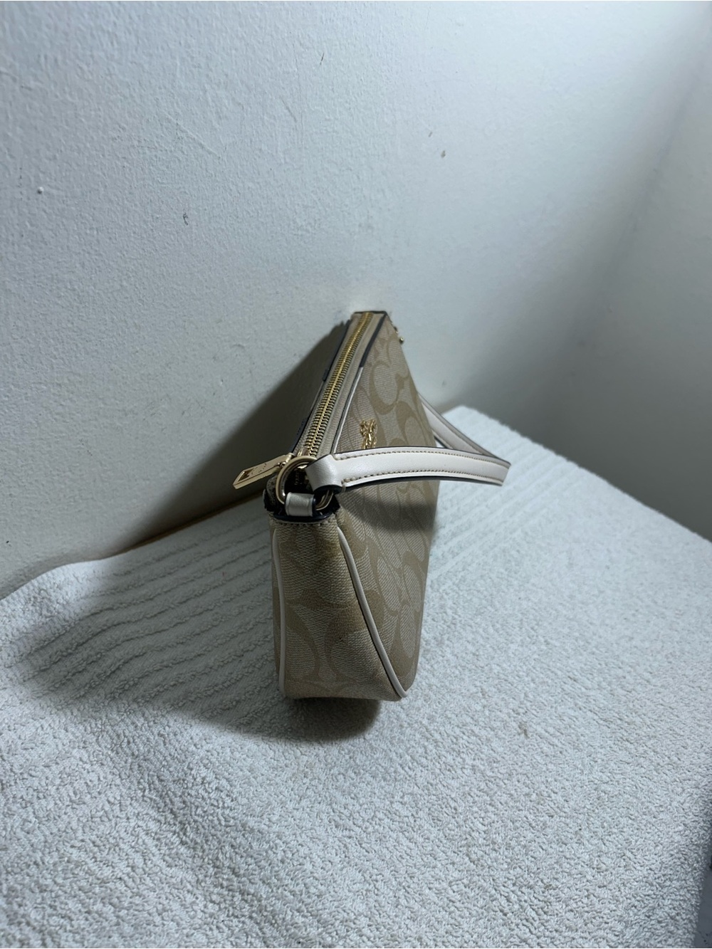 Coach Beige/Tan Signature Mini Wristlet - Picture 6 of 8